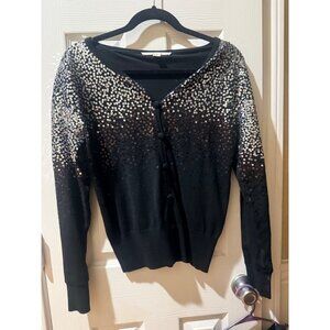 NEW Boston Proper Black Sequin Cardigan Sweater With Button Front Closure Size S